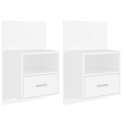 Нощни шкафчета за стенен монтаж, 2 бр, бели