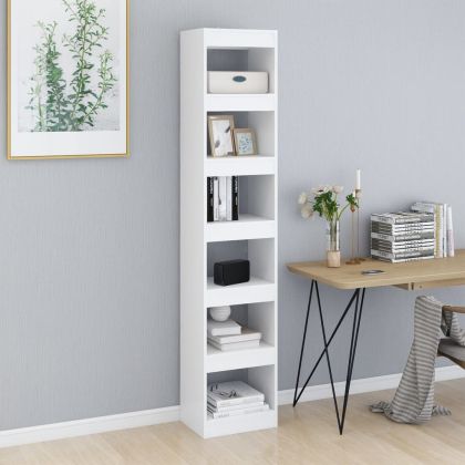 Библиотека/разделител за стая, бяла, 40x30x198 см