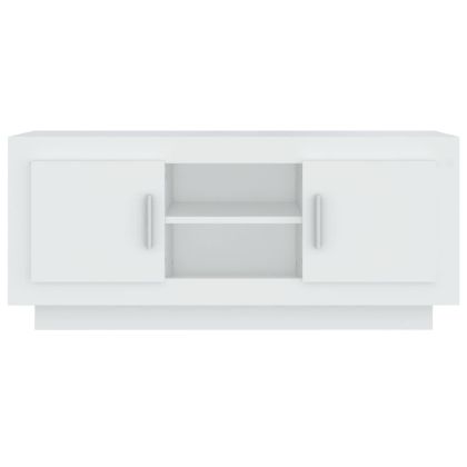 ТВ шкаф, бял, 102x35x45 см, инженерно дърво