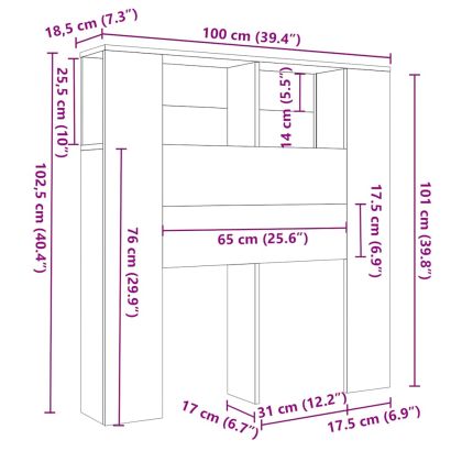 Табла за легло тип шкаф, дъб сонома, 100x18,5x102,5 см