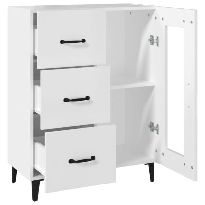 Сайдборд, бял, 69,5x34x90 см, инженерно дърво