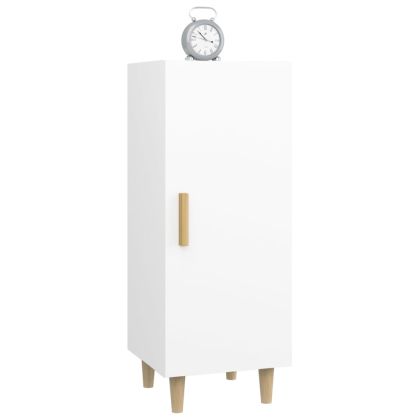 Сайдборд, бял, 34,5x34x90 см, инженерно дърво