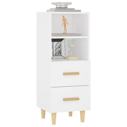 Сайдборд, бял, 34,5x34x90 см, инженерно дърво