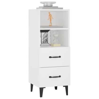 Сайдборд, бял, 34,5x34x90 см, инженерно дърво