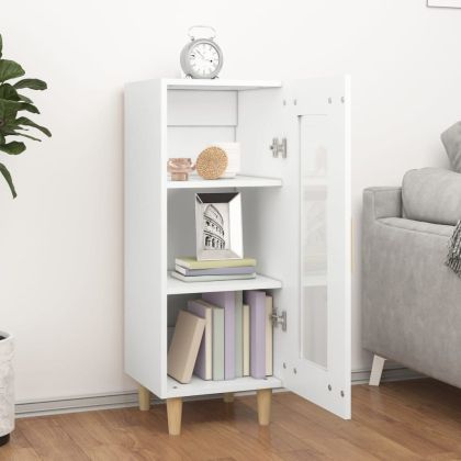 Сайдборд, бял, 34,5x34x90 см, инженерно дърво