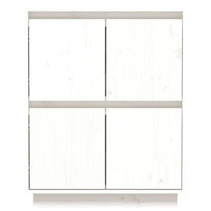 Сайдборд, бял, 60x34x75 см, бор масив