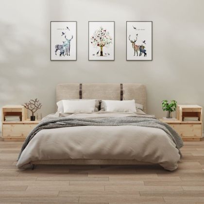 Нощни шкафчета, 2 бр, 60x34x51 см, борово дърво масив
