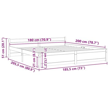 Рамка за легло, масивно дърво, 180x200 см, Super King Size