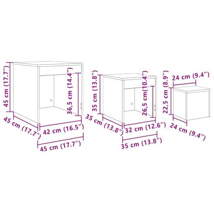 Стифиращи маси, 3 бр, опушен дъб, инженерно дърво