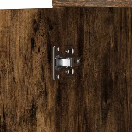 Шкаф за баня, опушен дъб, 30x30x183,5 см, инженерно дърво