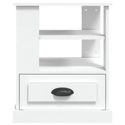 Странична маса, бяла, 50x50x60 см, инженерно дърво