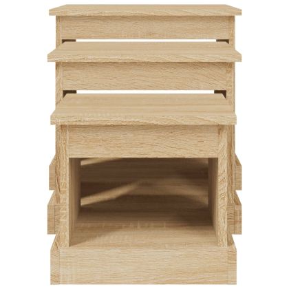 Кафе маси, 3 бр, дъб сонома, инженерно дърво