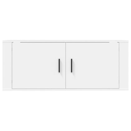 ТВ шкаф за стенен монтаж, бял, 100x34,5x40 см
