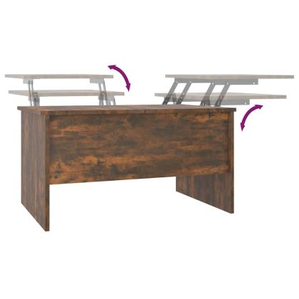 Кафе маса, опушен дъб, 80x50x42,5 см, инженерно дърво