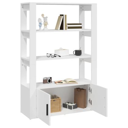 Сайдборд, бял, 80x30x119,5 см, инженерно дърво