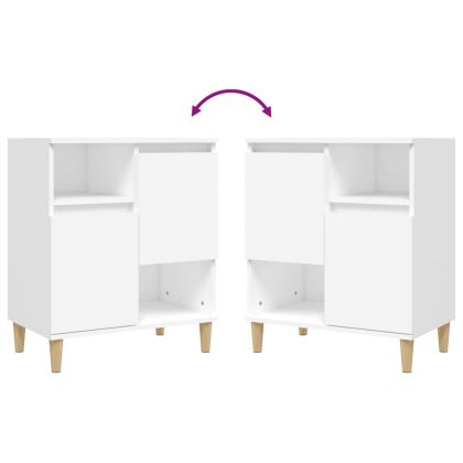 Сайдборд, бял, 60x35x70 см, инженерно дърво