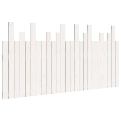 Стенна табла за спалня, бяла, 159,5x3x80 см, борово дърво масив