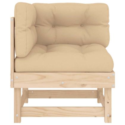 Ъглов диван с възглавници, борово дърво масив