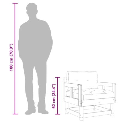 Градински столове с възглавници, 2 бр, бели, бор масив