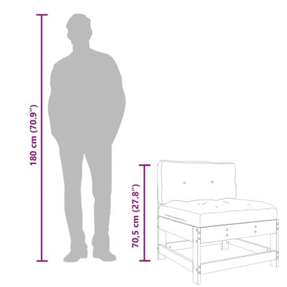 Среден диван с възглавници, дугласко дърво масив