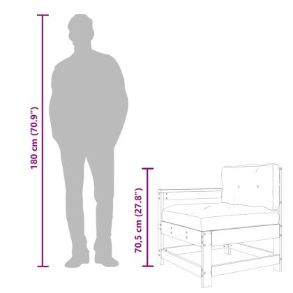 Градински комплект с възглавници, 3 части, бял, дърво масив