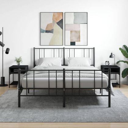 Нощни масички, 2 бр, черни, 40x41x50 см, инженерно дърво