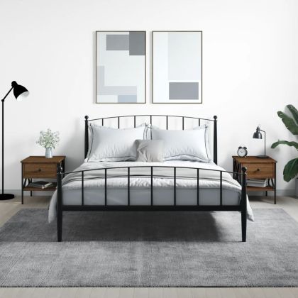 Нощни масички, 2 бр, кафяв дъб, 40x42x45 см, инженерно дърво