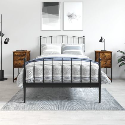 Нощни шкафчета, 2 бр, опушен дъб, 32x42x70 см, инженерно дърво