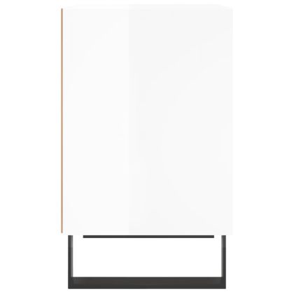 Нощни шкафчета, 2 бр, бял гланц, 40x30x50 см, инженерно дърво