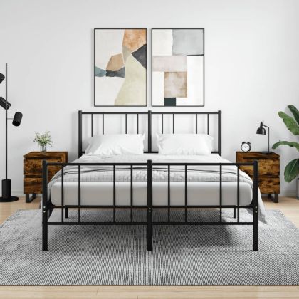 Нощни шкафчета, 2 бр, опушен дъб, 40x35x50 см, инженерно дърво