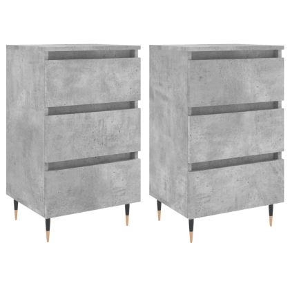 Нощни шкафчета 2 бр бетонно сив 40x35x69 см инженерна дървесина