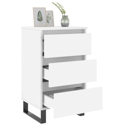 Нощни шкафчета, 2 бр, бели, 40x35x69 см, инженерно дърво