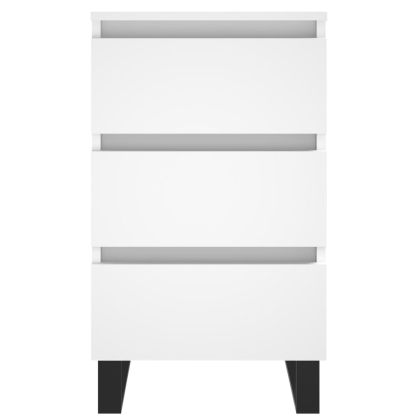 Нощни шкафчета, 2 бр, бели, 40x35x69 см, инженерно дърво