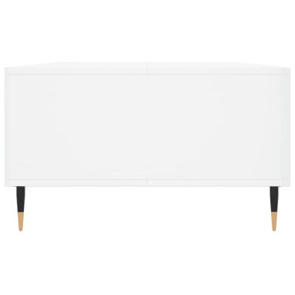 Кафе маса, бял гланц, 104x60x35 см, инженерно дърво