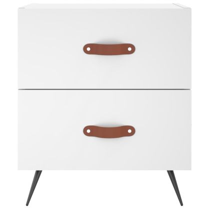 Нощни шкафчета, 2 бр, бели, 40x35x47,5 см, инженерно дърво