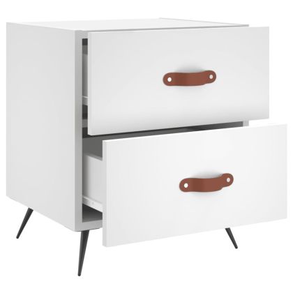 Нощни шкафчета, 2 бр, бели, 40x35x47,5 см, инженерно дърво