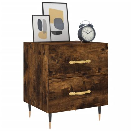Нощни шкафчета 2 бр опушен дъб 40x35x47,5 см инженерно дърво