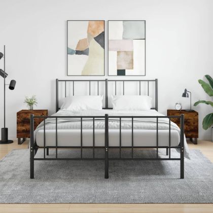 Нощни шкафчета 2 бр опушен дъб 40x35x47,5 см инженерно дърво