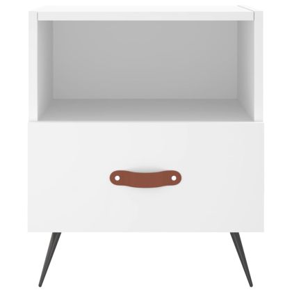 Нощни шкафчета, 2 бр, бели, 40x35x47,5 см, инженерно дърво