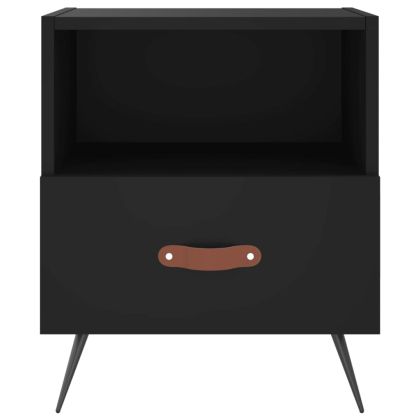 Нощни шкафчета, 2 бр, черни, 40x35x47,5 см, инженерно дърво