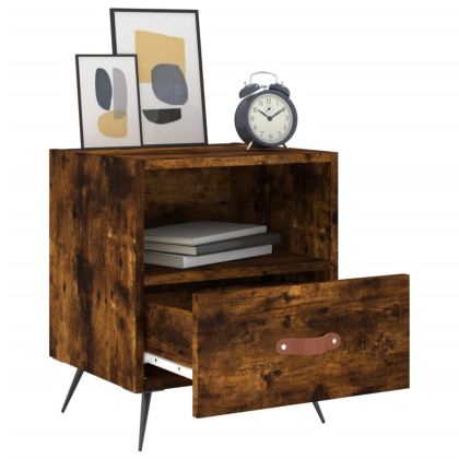 Нощно шкафче, опушен дъб, 40x35x47,5 см, инженерно дърво