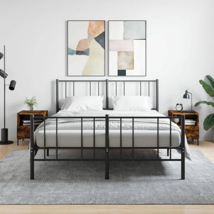 Нощни шкафчета 2 бр опушен дъб 40x35x47,5 см инженерно дърво