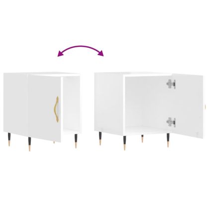 Нощни шкафчета 2 бр бял гланц 40x40x50 см инженерно дърво