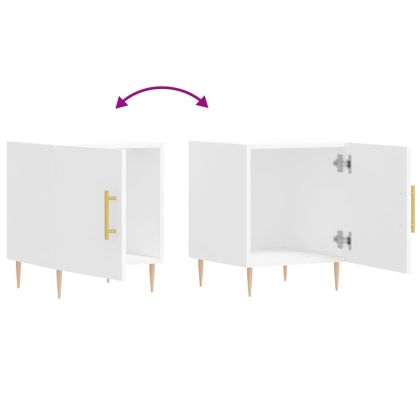 Нощно шкафче, бяло, 40x40x50 см, инженерно дърво