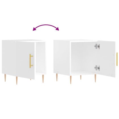 Нощни шкафчета 2 бр бял гланц 40x40x50 см инженерно дърво