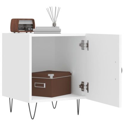 Нощно шкафче, бяло, 40x40x50 см, инженерно дърво