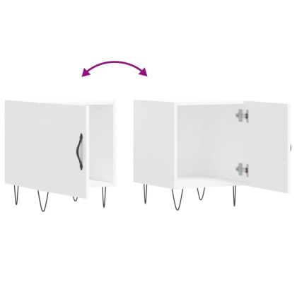 Нощно шкафче, бяло, 40x40x50 см, инженерно дърво