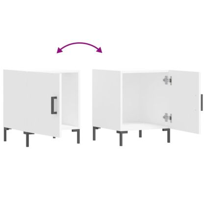 Нощно шкафче, бяло, 40x40x50 см, инженерно дърво