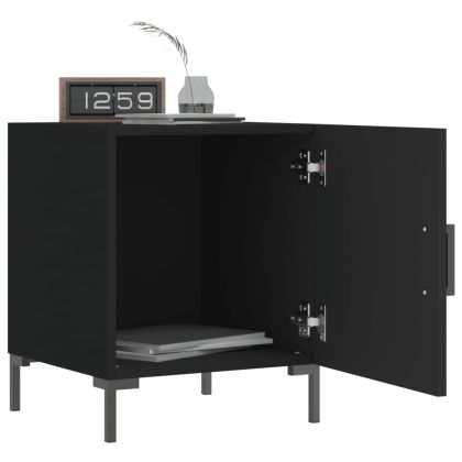 Нощно шкафче, черно, 40x40x50 см, инженерно дърво