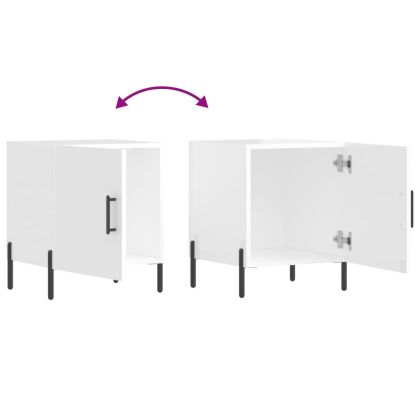 Нощни шкафчета 2 бр бял гланц 40x40x50 см инженерно дърво